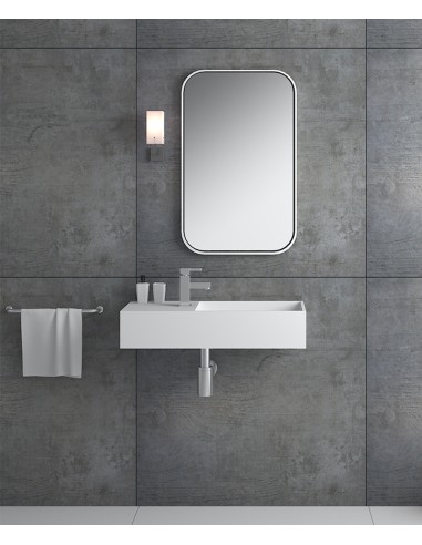 Lavabo rectangulaire suspendu en résine minérale Blanc mat - Kasaï