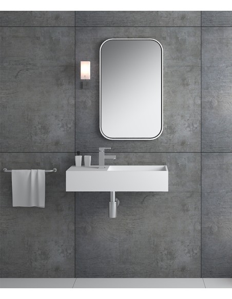 Lavabo rectangulaire suspendu en résine minérale Blanc mat - Kasaï