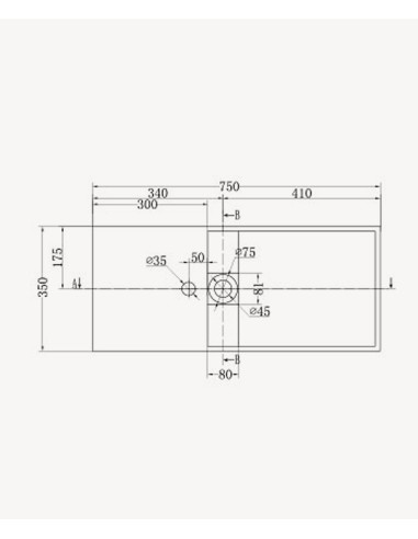 Lavabo rectangulaire suspendu en résine minérale Blanc mat - Kasaï