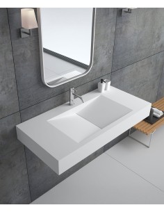 Lavabo rectangulaire suspendu en résine minérale Blanc mat - Kivu