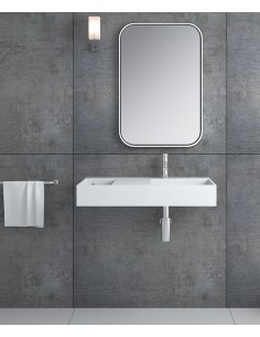 Lavabo rectangulaire suspendu en résine minérale Blanc mat - Tshopo