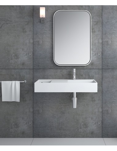 Lavabo rectangulaire suspendu en résine minérale Blanc mat - Tshopo