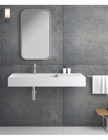 Lavabo rectangulaire suspendu en résine minérale Blanc mat - Bumba