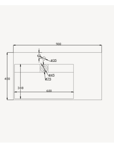 Lavabo rectangulaire suspendu en résine minérale Blanc mat - Bumba