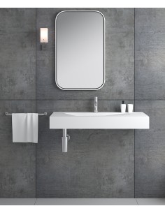 Lavabo rectangulaire suspendu en résine minérale Blanc mat - Kipushi