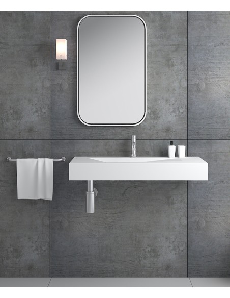 Lavabo rectangulaire suspendu en résine minérale Blanc mat - Kipushi