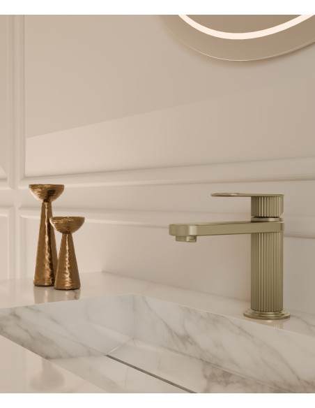 Mitigeur lavabo à poser Doré brossé - Hera