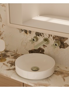 Mélangeur de lavabo mural Doré brossé - Hera