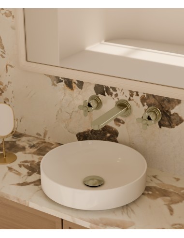 Mélangeur de lavabo mural Doré brossé - Hera