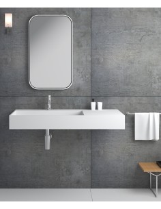 Lavabo rectangulaire suspendu en résine minérale Blanc mat - Bandundu