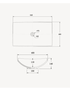 Vasque rectangulaire à poser en solid surface Blanc mat - Kamina 2
