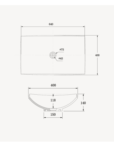 Vasque rectangulaire à poser en solid surface Blanc mat - Kamina