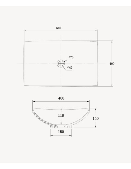 Vasque rectangulaire à poser en solid surface Blanc mat - Kamina