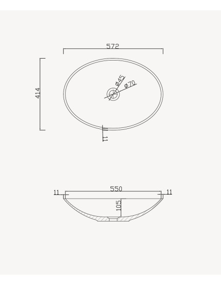 Vasque ovale à poser en solid surface Blanc mat - Kabinda