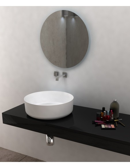 Vasque ronde à poser en solid surface Blanc mat - Uvira