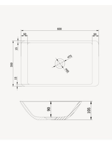 Vasque rectangulaire à poser en solid surface Blanc mat - Niari