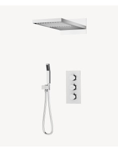 Colonne de douche encastrable thermostatique avec pommeau double fonction pluie et cascade Chromé - Sirius
