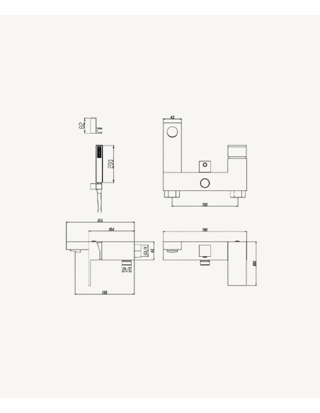 Mitigeur bain-douche mural Gun métal - Sirius