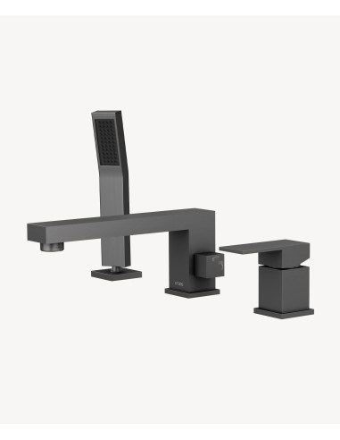 Mitigeur bain-douche 3 trous sur plage Gun métal - Sirius