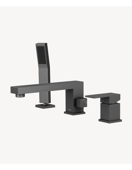 Mitigeur bain-douche 3 trous sur plage Gun métal - Sirius