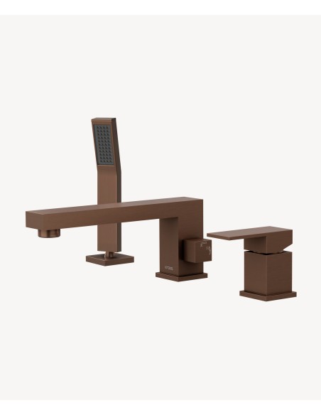 Mitigeur bain-douche 3 trous sur plage Or rose brossé - Sirius