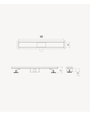 Caniveau de douche en inox Gun métal - 60 cm