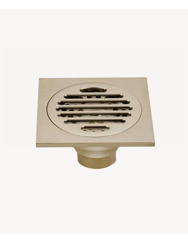 Siphon de sol à encastrer avec grille - Doré brossé