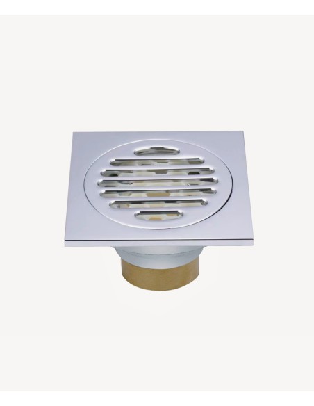 Siphon de sol à encastrer avec grille - Chromé
