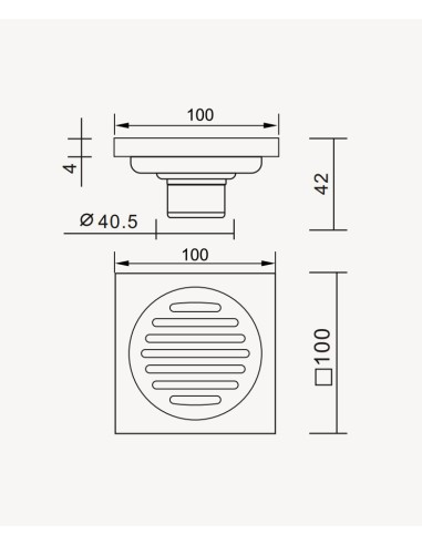 Siphon de sol à encastrer avec grille - Chromé