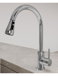 Robinet mitigeur de cuisine & douchette extractible - chromé