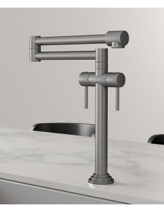Robinet mélangeur de cuisine style rétro - Nickel brossé