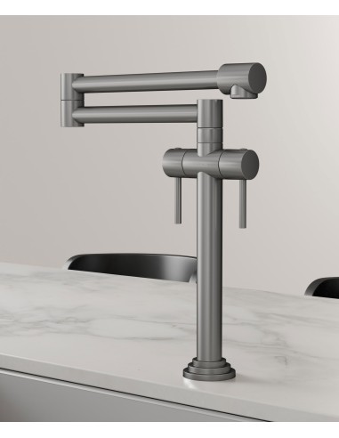 Robinet mélangeur de cuisine style rétro - Nickel brossé