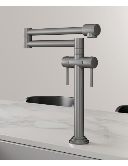 Robinet mélangeur de cuisine style rétro - Nickel brossé