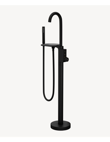 Robinet mitigeur thermostatique de baignoire au sol - Noir