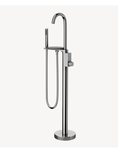 Robinet mitigeur thermostatique de baignoire au sol - Chromé