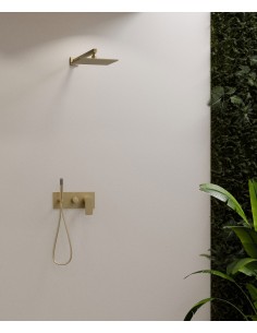 Colonne de douche encastrable deux fonctions Doré brossé - Nunki