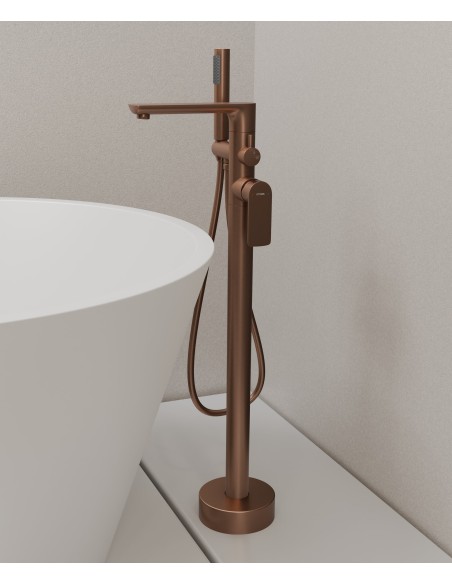 Robinet de baignoire sur pied Or rose brossé - Nunki
