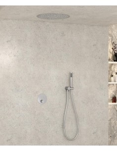 Pack douche thermostatique avec pommeau encastré rond - Chromé