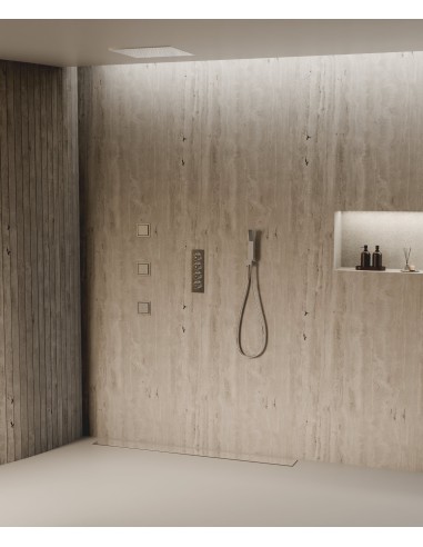 Ciel de douche thermostatique encastré au plafond 500 mm, 3 jets de corps Chromé - Sirius