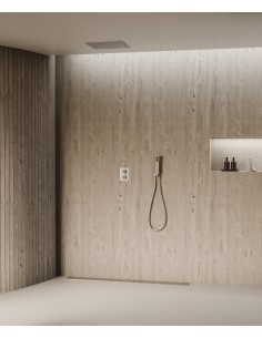 Système de douche thermostatique encastré au plafond - Nickel brossé