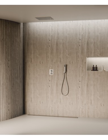 Système de douche thermostatique encastré au plafond - Nickel brossé