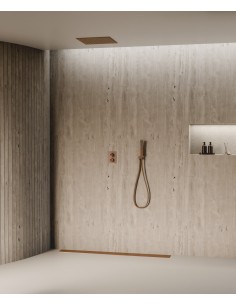 Système de douche thermostatique encastré au plafond - Or rose brossé