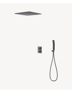 Système de douche thermostatique encastré au plafond - Gun métal