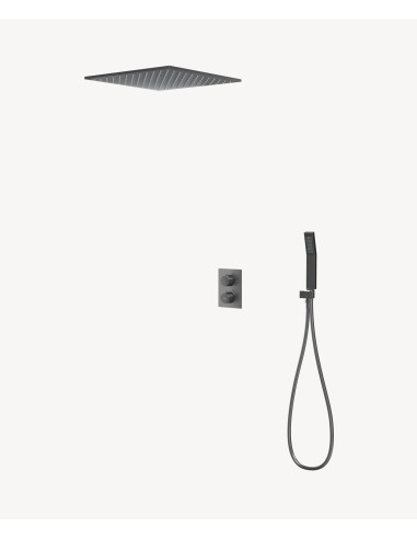 Système de douche thermostatique encastré au plafond - Gun métal