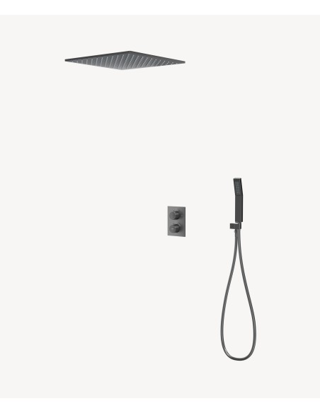 Système de douche thermostatique encastré au plafond - Gun métal