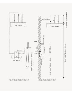 Système de douche thermostatique encastré au plafond - Doré brossé 2