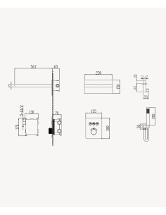 Colonne de douche thermostatique encastrable 3 fonctions Doré brossé - Sirius 2