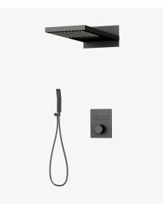 Colonne de douche thermostatique encastrable 3 fonctions Gun métal - Sirius