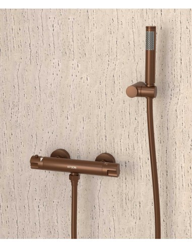 Mitigeur thermostatique de douche mural Or rose brossé - Corbeau