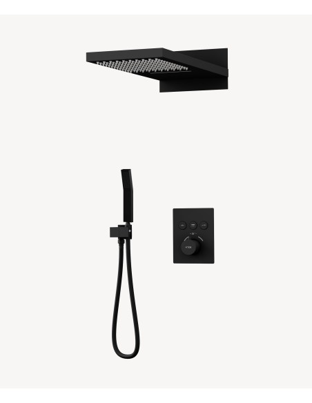 Colonne de douche thermostatique encastrable 3 fonctions Noir - Sirius